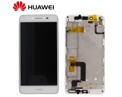 Kijelző és érintő Huawei Y5 II (Y5-2)  (lcd, érintőpanel, átvezető fóliával, előlapkerettel alaktrészes) fehér 97070MVT